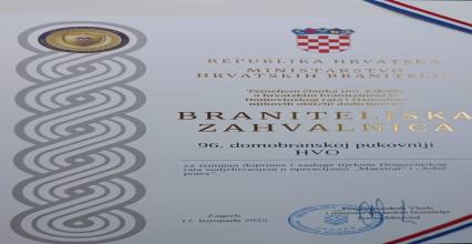 Uručena Zahvalnica 96. domobranskoj pukovniji Bobovac Uručena Zahvalnica 96. domobranskoj pukovniji Bobovac
