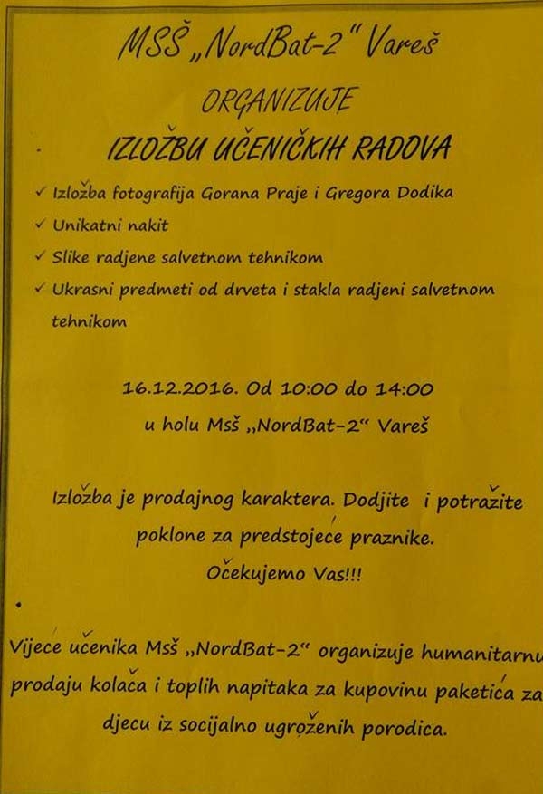 Vijeće učenika MSŠ Nordbat2 najavljuje projekt &quot;Jedan slatkiš za jedno dijete&quot;