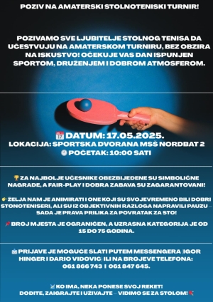 Poziv na amaterski stolnoteniski turnir
