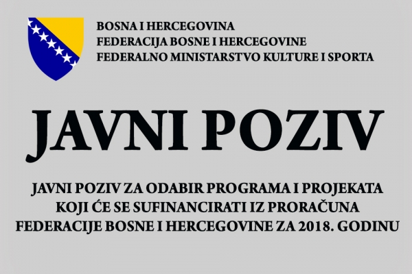 Javni poziv za odabir programa i projekata iz oblasti kulture i sporta