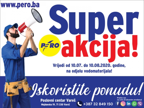 PERO: NE PROPUSTITE! AKCIJA NA ODJELU VODOMATERIJALA!