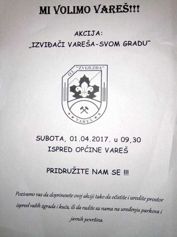 Najavljujemo - u subotu akcija čišćenja javnih površina u Varešu i Vareš Majdanu