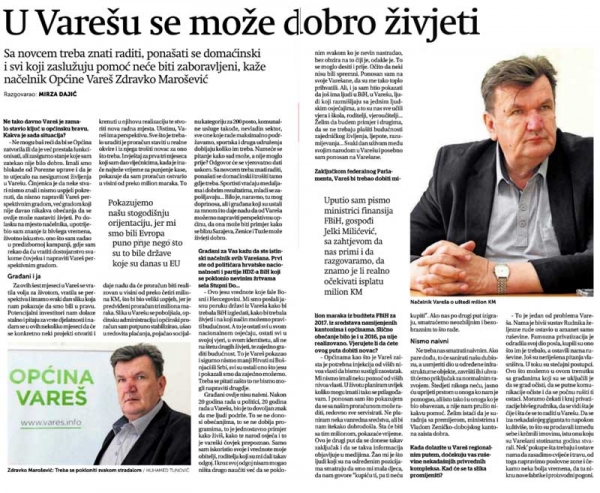 Razgovor s načelnikom Maroševićem u Oslobođenju