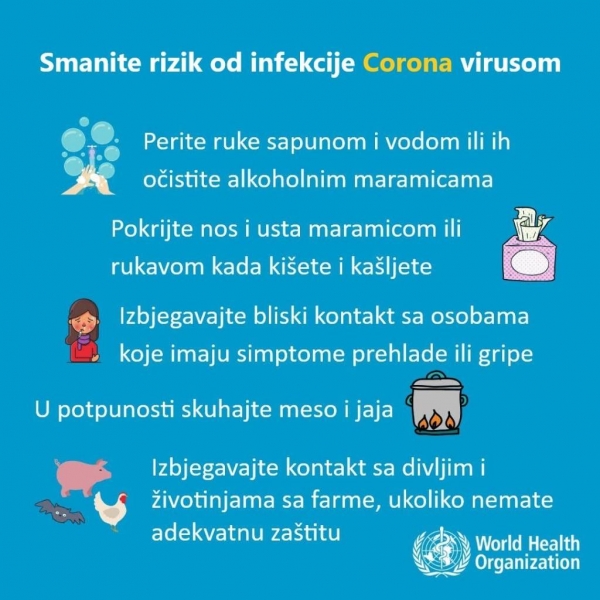 Preporuke za ponašanje stanovništva s ciljem prevencije infekcije korona virusa