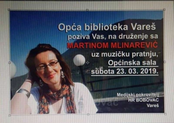 Pozivamo vas na književnu večer i druženje s Martinom Mlinarević