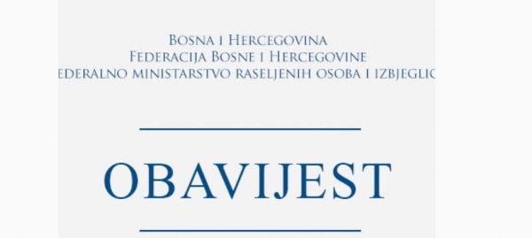 Obavijest iz Federalnog ministarstva raseljenih osoba i izbjeglica