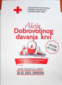 Najavljujemo - AKCIJA DOBROVOLJNOG DARIVANJA KRVI