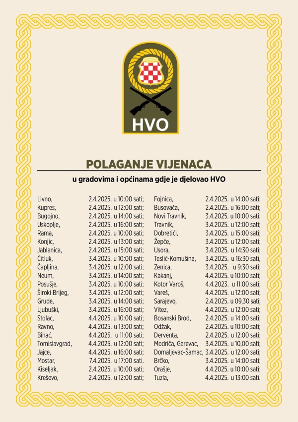Proslava 33. obljetnice utemeljenja HVO-a u Varešu 04. travnja