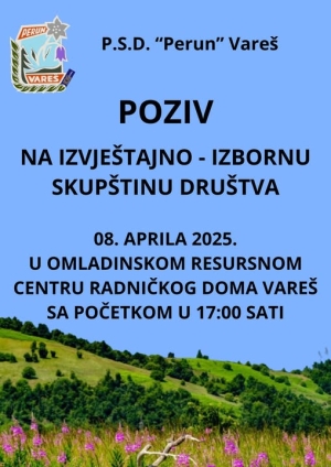 Izvještajno izborna Skupština Planinarsko smučarskog društva Perun zakazana za 08.travnja