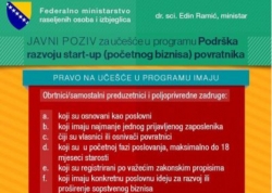 Javni poziv - PODRŠKA RAZVOJU START-UP (POČETNOG BIZNISA) POVRATNIKA