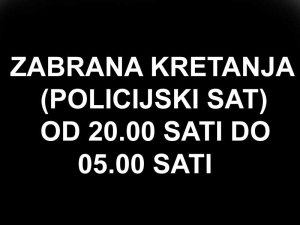 Zabrana kretanja od 20.00 sati