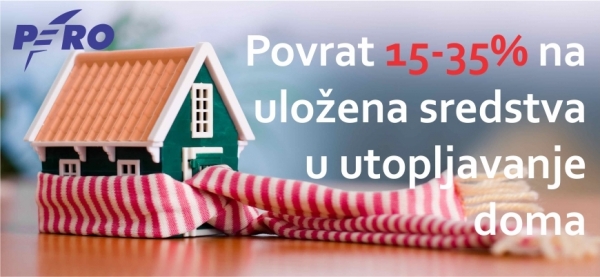 POVRAT OD 15 DO 35% NA  UTOPLJAVANJE DOMA