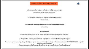 Upaljen narančasti meteoalarm - upozorenje iz Civilne zaštite Vareš