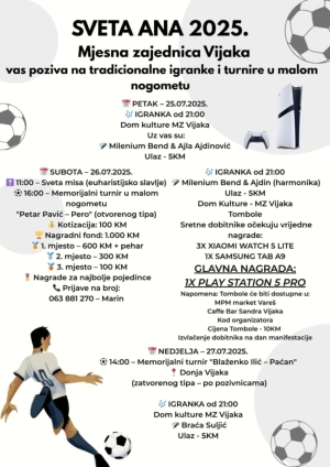Program obilježavanja blagdana sv. Ane u Vijaci