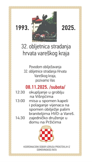 Poziv za obilježavanje Dana sjećanja  -  08. studenog