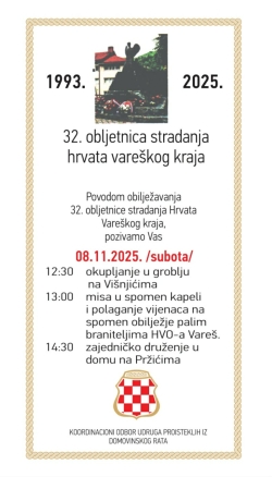 Poziv za obilježavanje Dana sjećanja  -  08. studenog