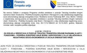 Obavijest iz JU Centar za socijalni rad Vareš za prijavu na poziv za pomoć EU za kategorije energetski siromašnih kućanstava