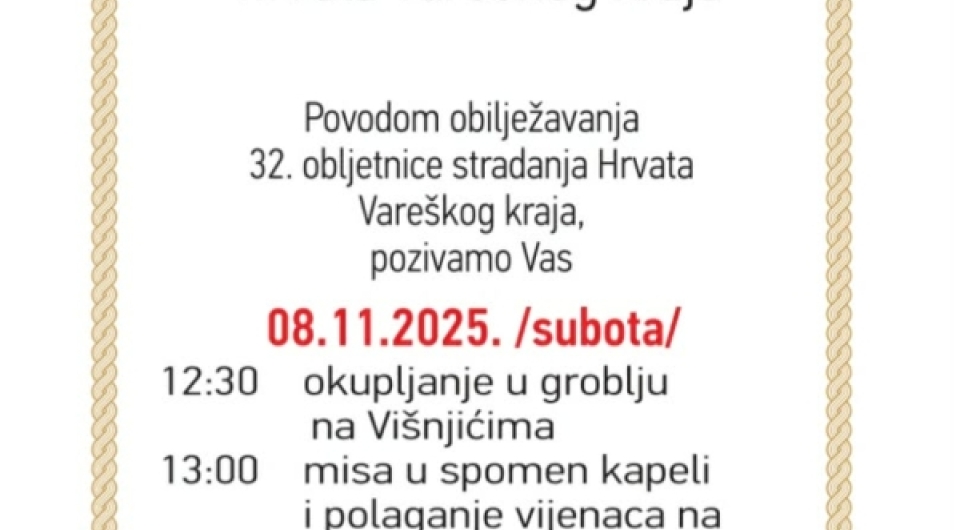 Poziv za obilježavanje Dana sjećanja  -  08. studenog