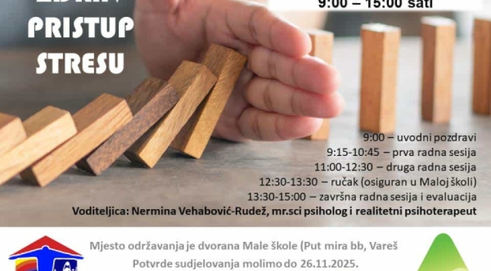 Najavljujemo- radionica na temu Zdrav pristup stresu